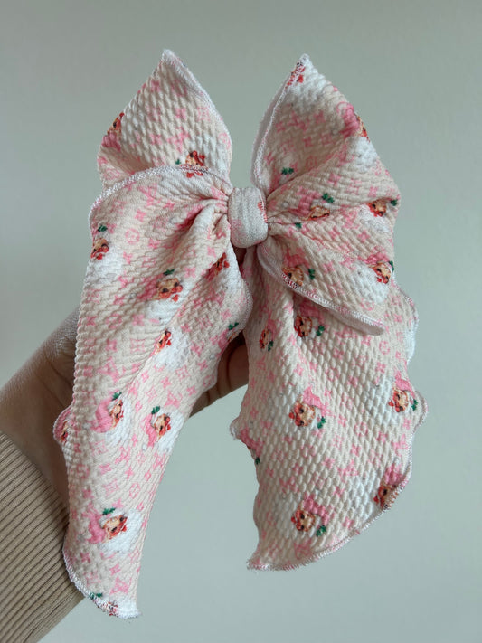 SAILOR BOW - READY TO SHIP - PINK/IVORY BOUJEE SANTA