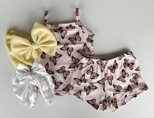 TANK/SHORT SET - ORANGE BUTTERFLIES