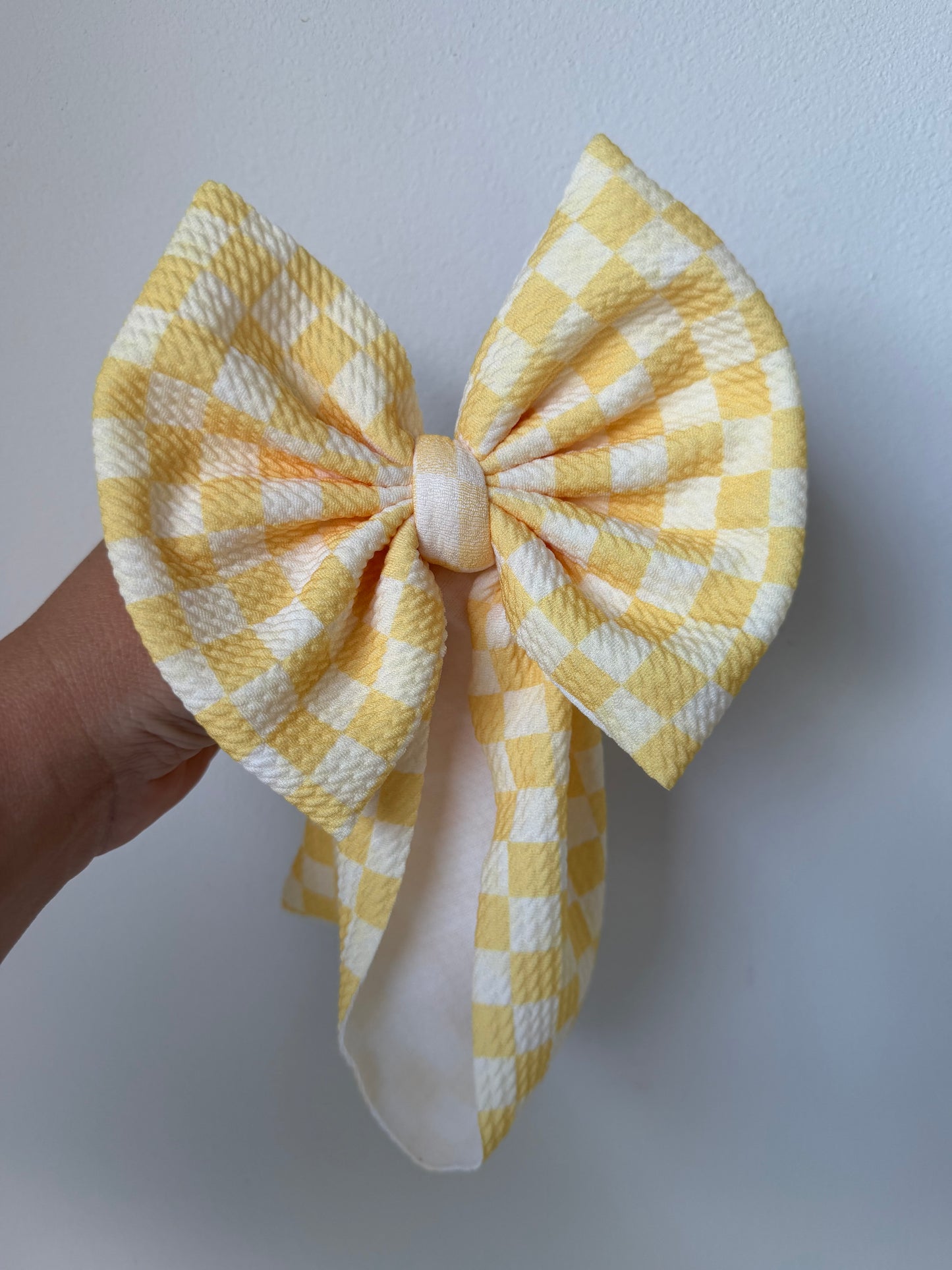 BABY REGULAR BOW- YELLOW/YELLOW CHECKERED