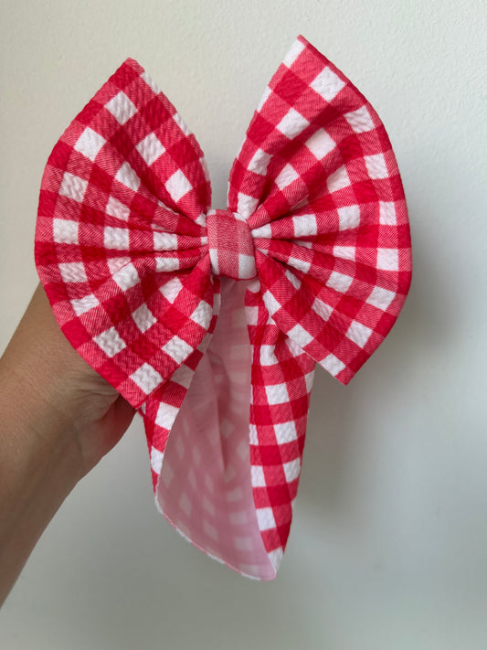 BABY REGULAR BOW- RED/WHITE GINGHAM