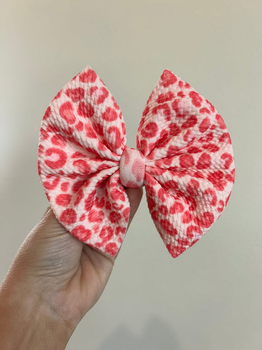 BIG CLIP BOW - PINK SUMMER CHEETAH