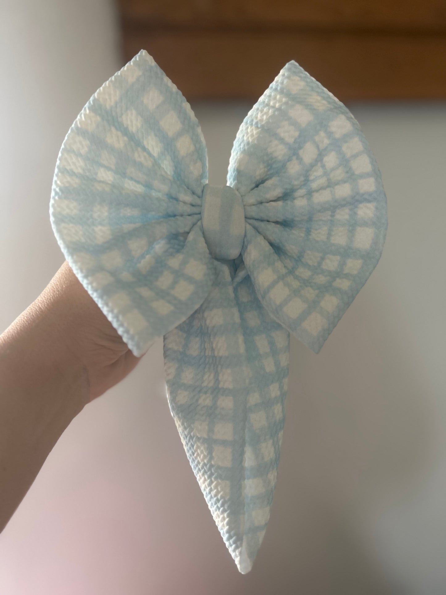 BOW -BABY BLUE SKETCH GINGHAM