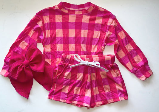 PINK CHECKERED LOUNGE SET