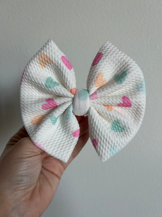 BIG CLIP BOW - PASTEL HEARTS