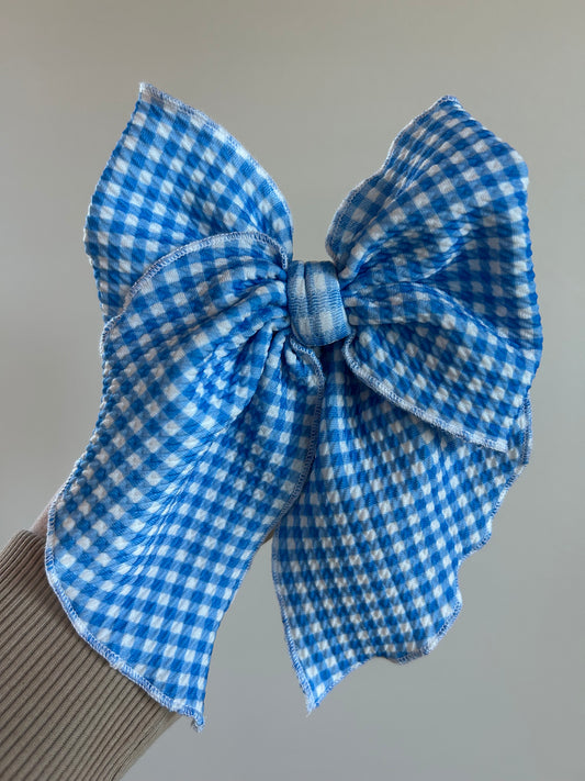 SAILOR BOW - READY TO SHIP - ROYAL BLUE GINGHAM