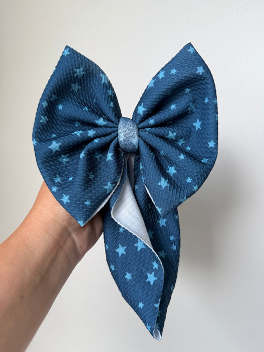 BABY REGULAR BOW - 4TH OF JULY - BLUE STARS