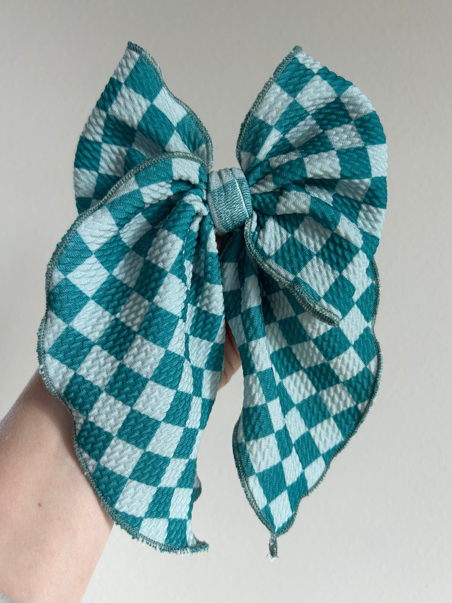 SAILOR BOW - READY TO SHIP - GREEN/GREEN CHECKERED