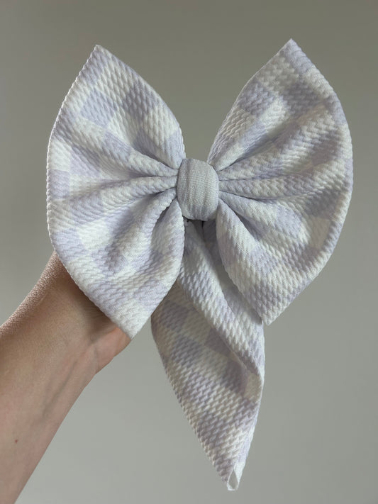 READY TO SHIP - BABY REGULAR BOW WRAP - CHECKERED PURPLE/WHITE