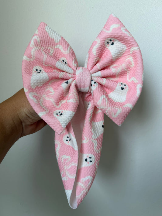 HALLOWEEN BOW - PINK BOWS AND GHOST