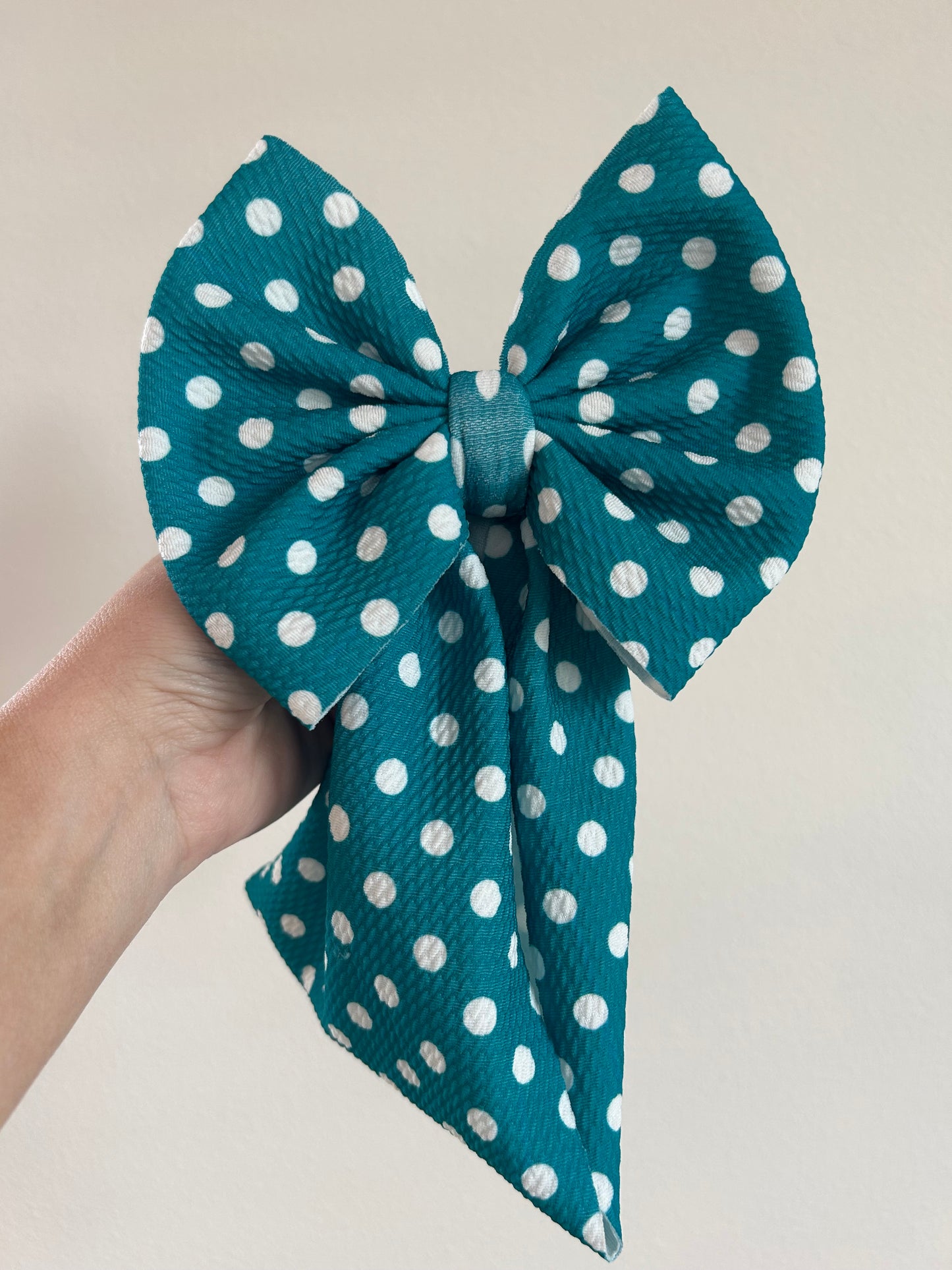 TODDLER REGULAR BOW WRAP - TEAL DOTS