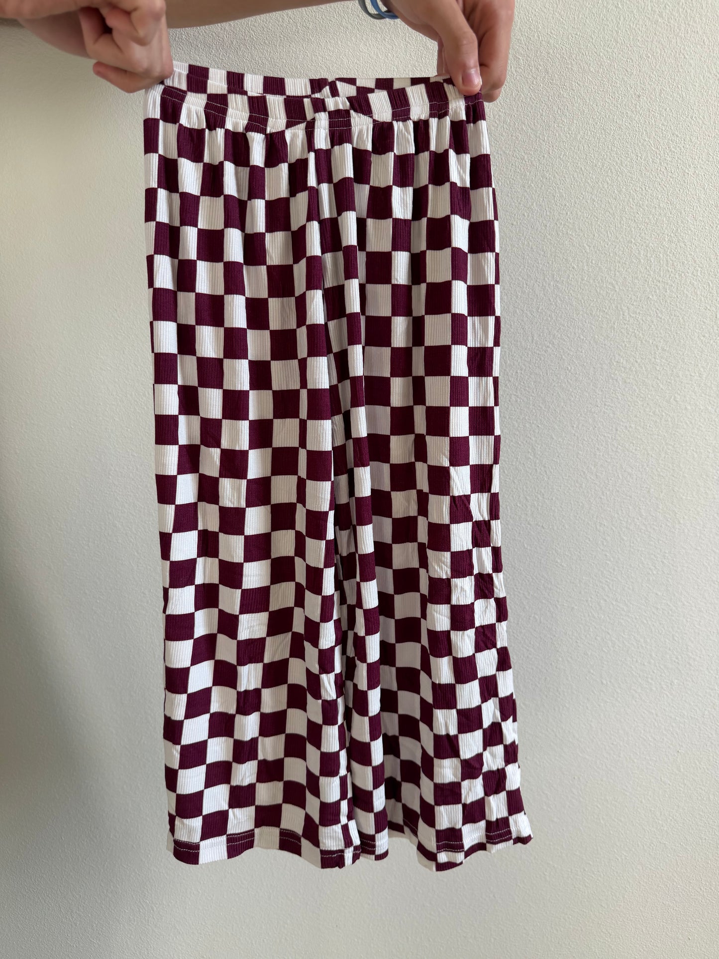 LOUNGE PANTS - MAROON/WHITE CHECKERED