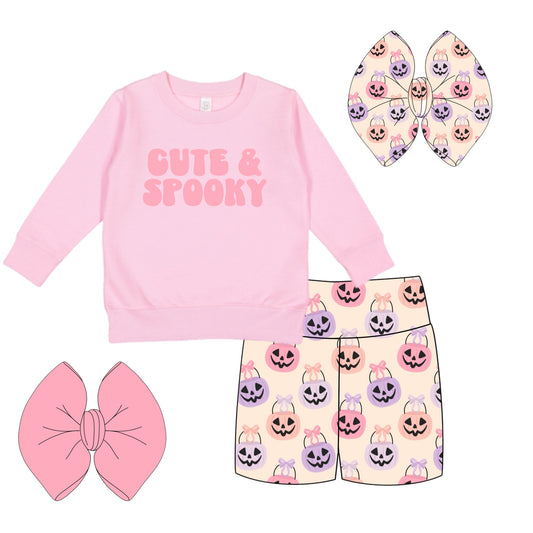 HALLOWEEN BUNDLE - PULLOVER, BIKERS & MATCHING BOW - CUTE & SPOOKY