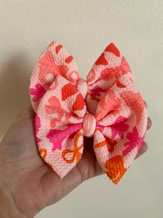 PIGGIE CLIPS - BOWS PINKS/ORANGE