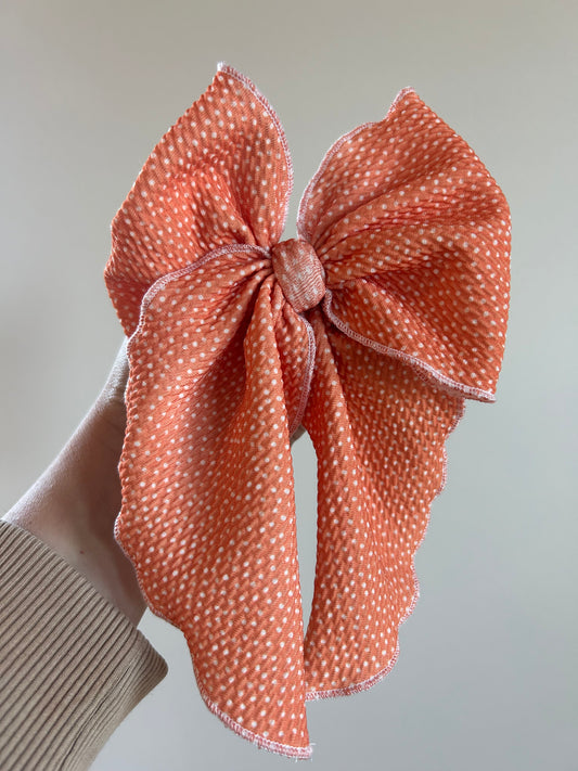 SAILOR BOW - READY TO SHIP - ORANGE DITZY DOTS