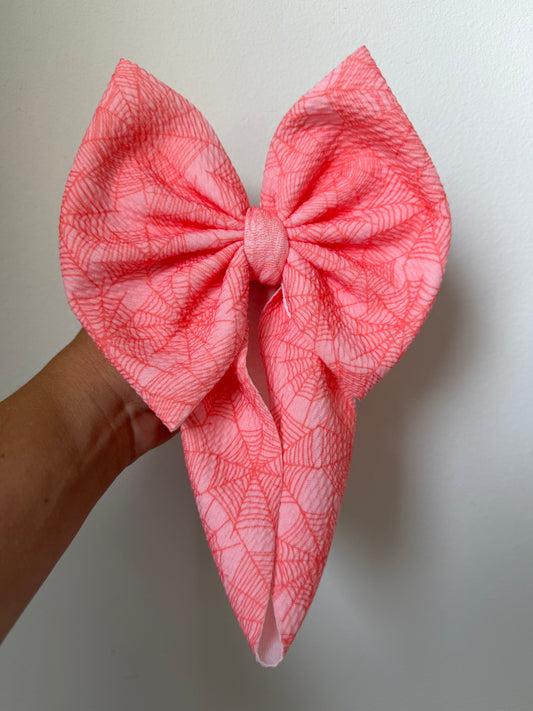 HALLOWEEN BOW - PINK WEBS