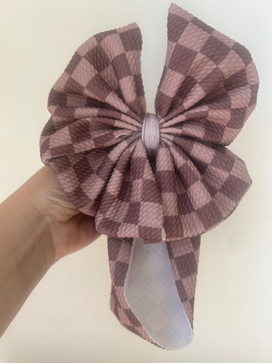 BABY MESSY BOW - BROWN/BROWN CHECEKRED