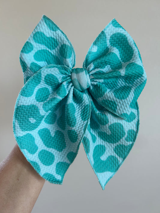 SAILOR BOW - READY TO SHIP - TURQUOISE CHEETAH