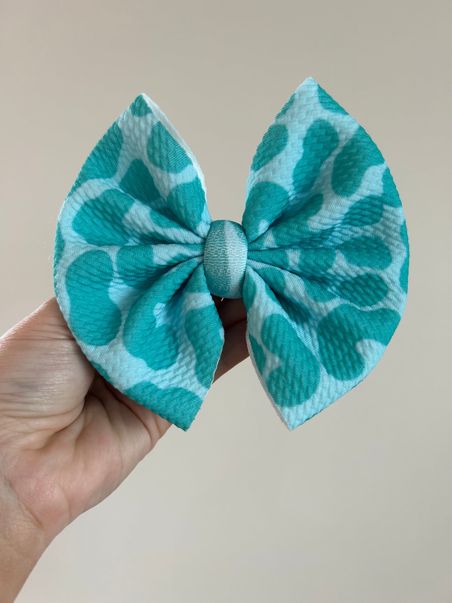 BIG CLIP BOW - TURQUOISE CHEETAH