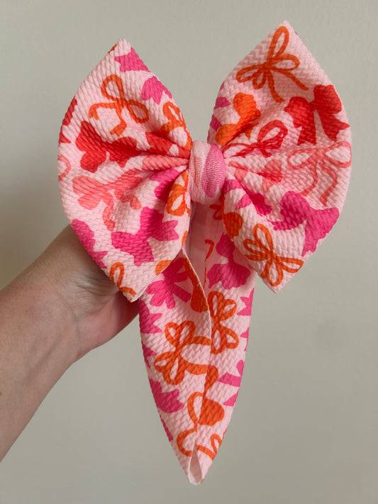 TODDLER REGULAR BOW WRAP - BOWS PINKS/ORANGE