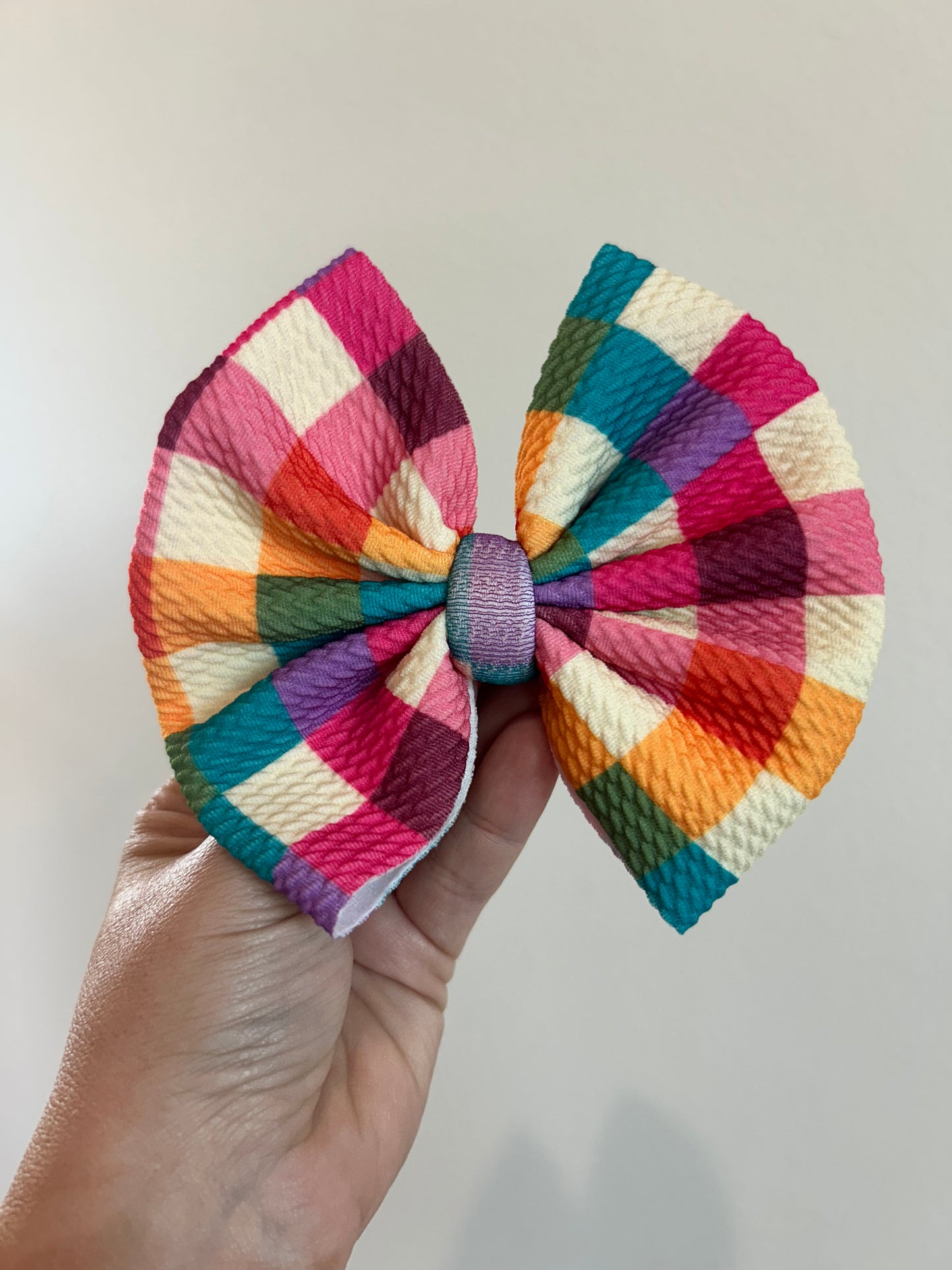 BIG CLIP BOW - BRIGHT PLAID