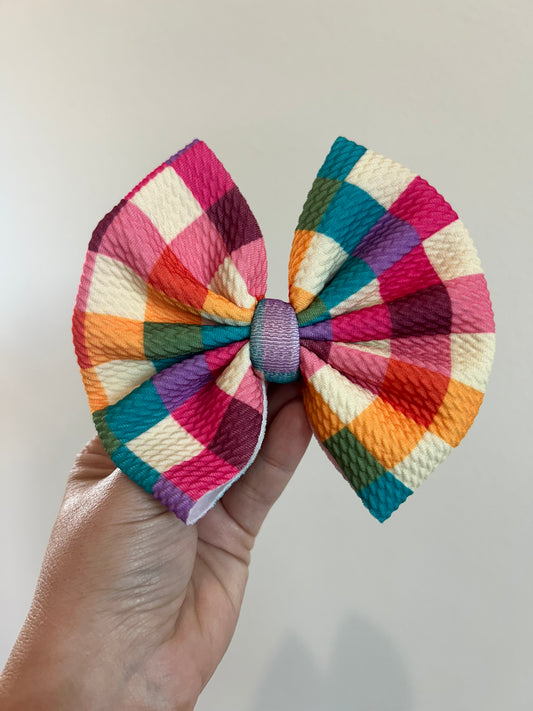 BIG CLIP BOW - BRIGHT PLAID