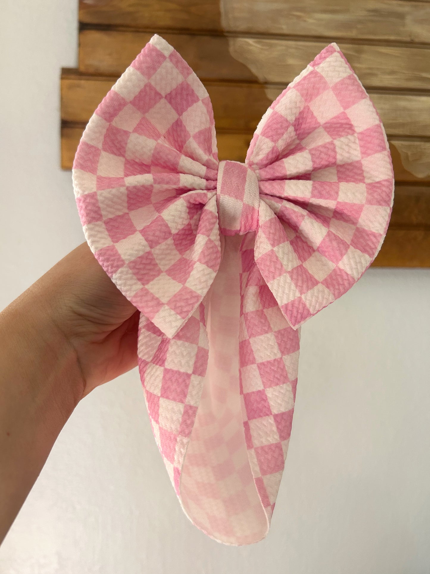 BOW -PINK CHECKERED