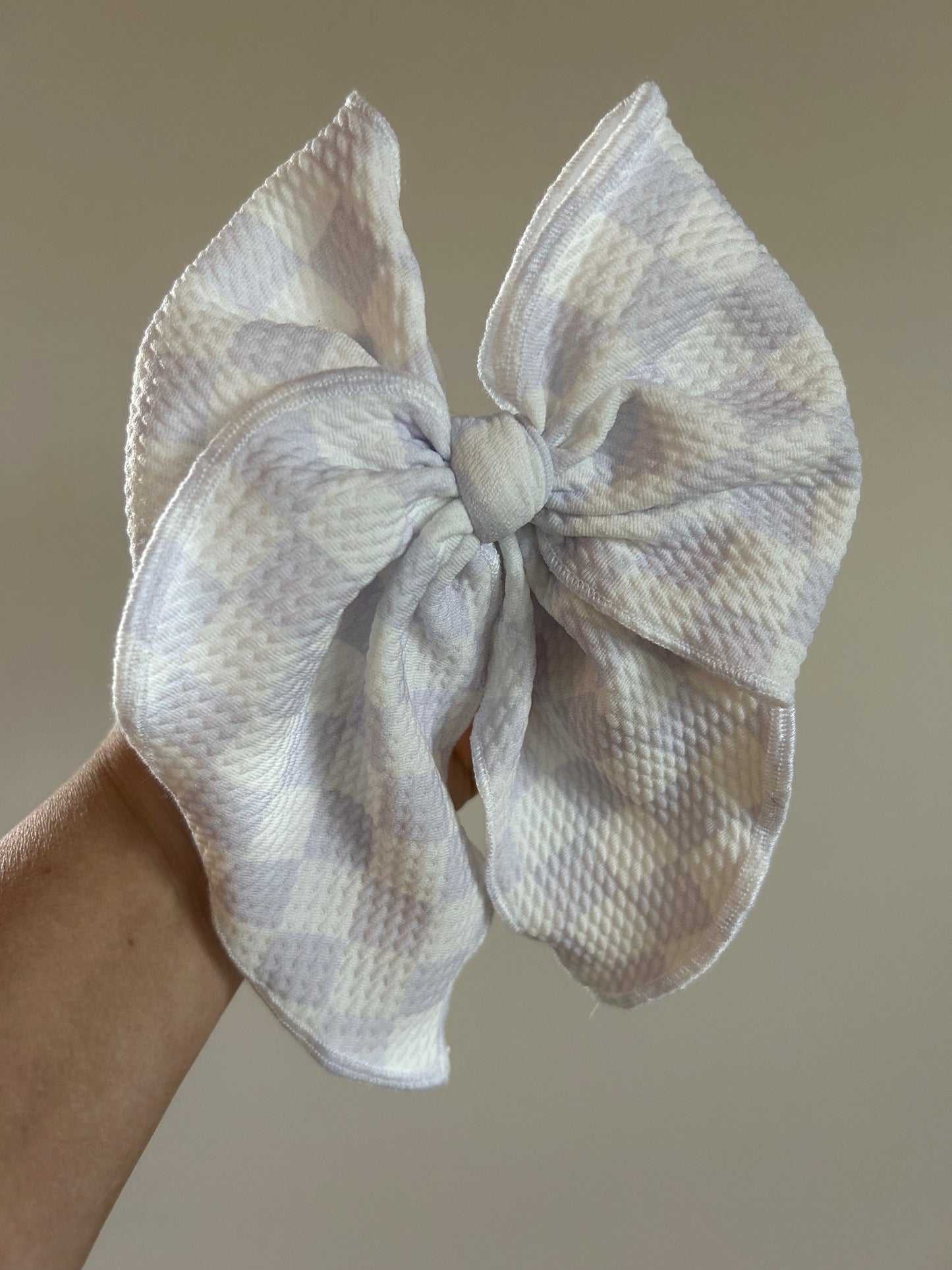 SAILOR BOW - READY TO SHIP - PURPLE/WHITE CHECKERED