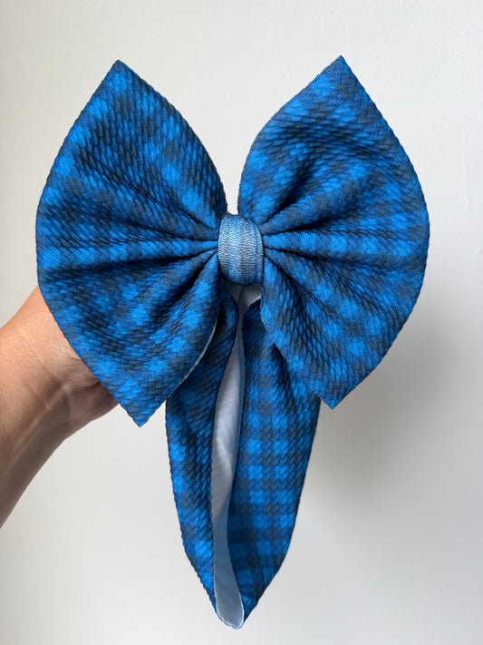 BABY REGULAR BOW - 4TH OF JULY - BLUE GINGHAM