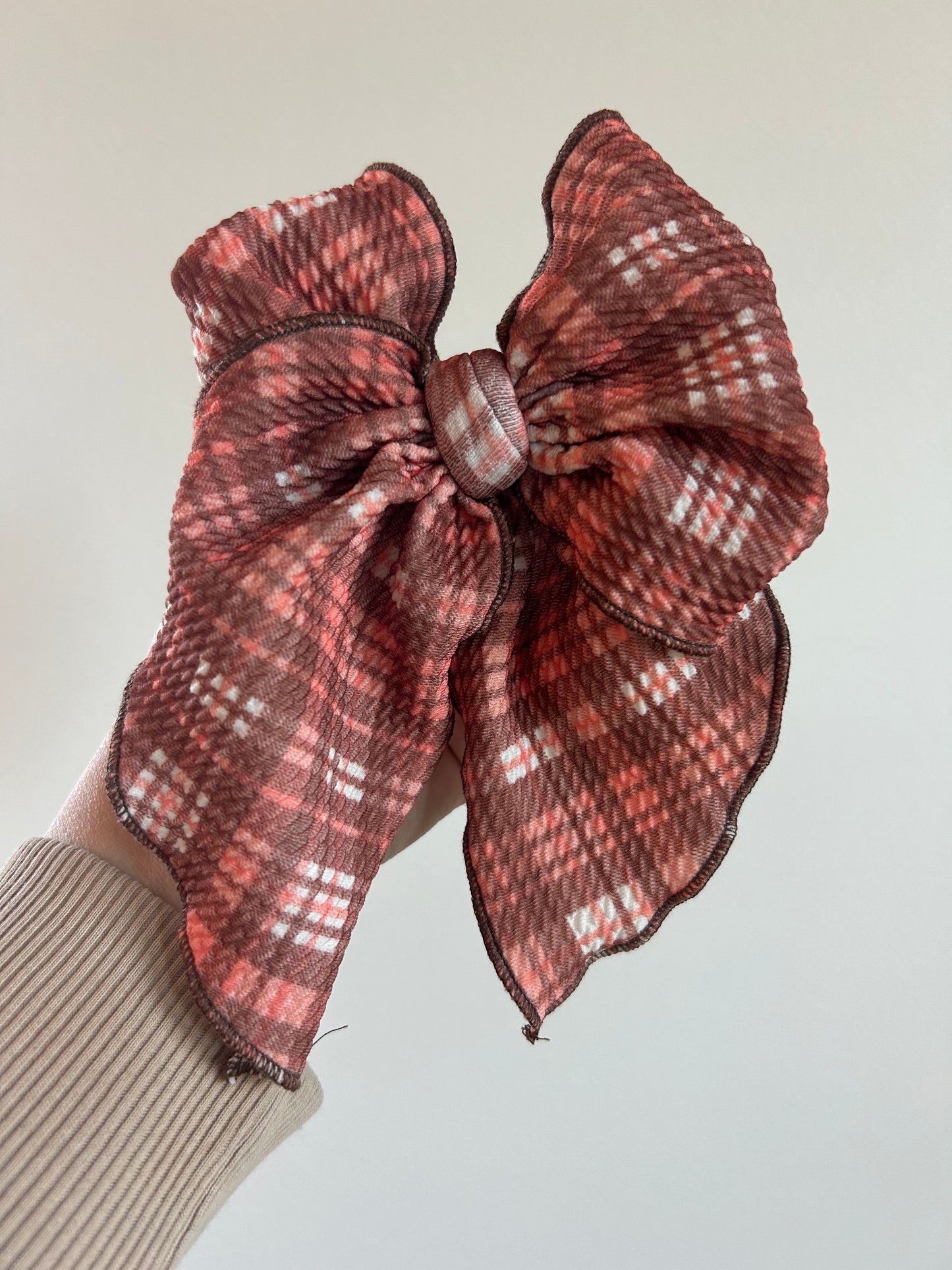 SAILOR BOW - READY TO SHIP - RUST PEACHY FALL PLAID