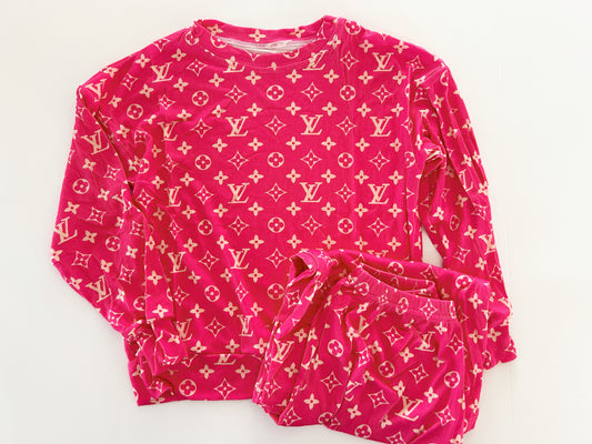 BOUJEE PINK/IVORY LOUNGE SET - READY TO SHIP