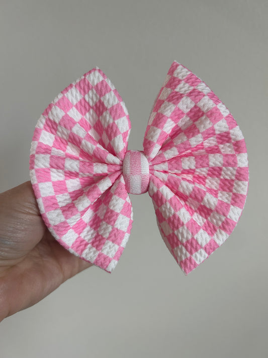 BIG CLIP - PINK/WHITE CHECKERED (PINK DROP)