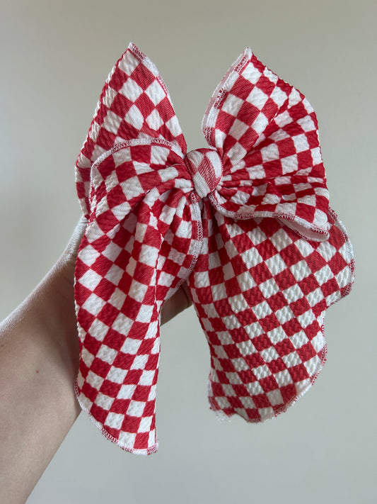 SAILOR BOW - READY TO SHIP - RED/WHITE CHECKERED