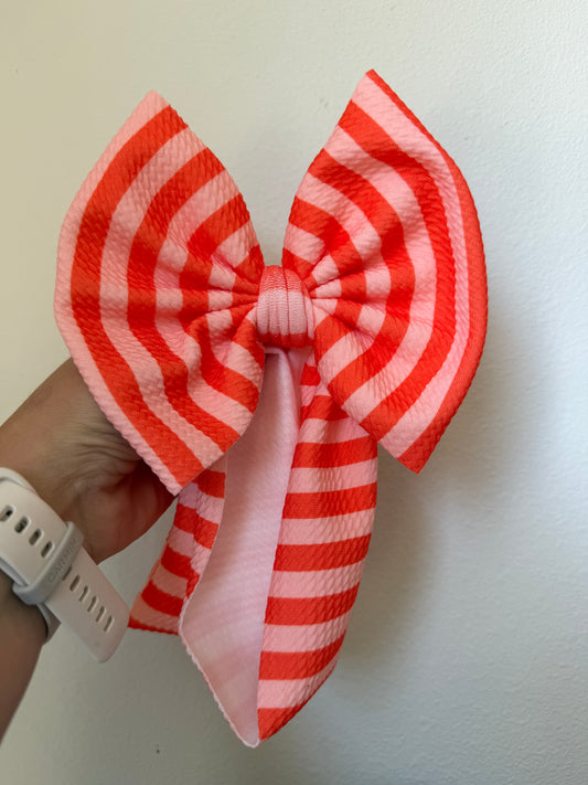BOW - PEACH/ORANGE STRIPE
