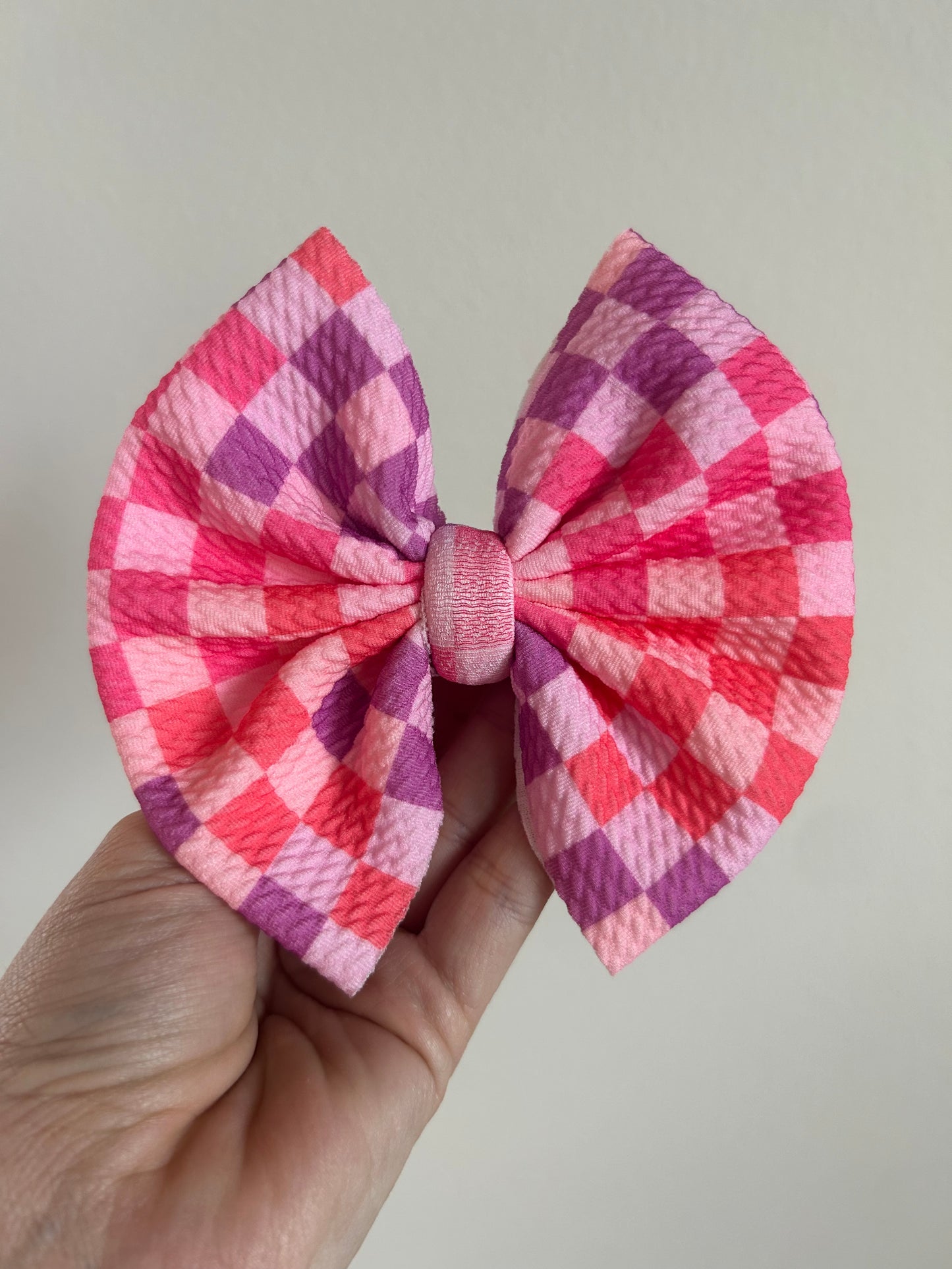 BIG CLIP - PINK CORAL PURPLE CHECKERED