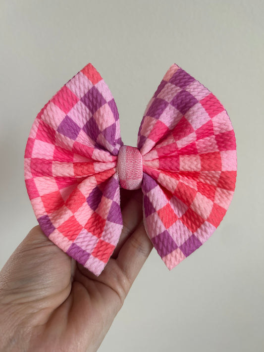 BIG CLIP - PINK CORAL PURPLE CHECKERED