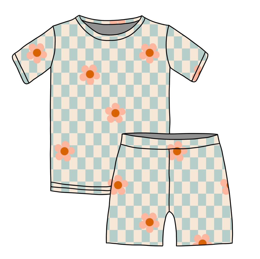 BAMBOO JAMMIES - READY TO SHIP - CHECKERED FLOWER