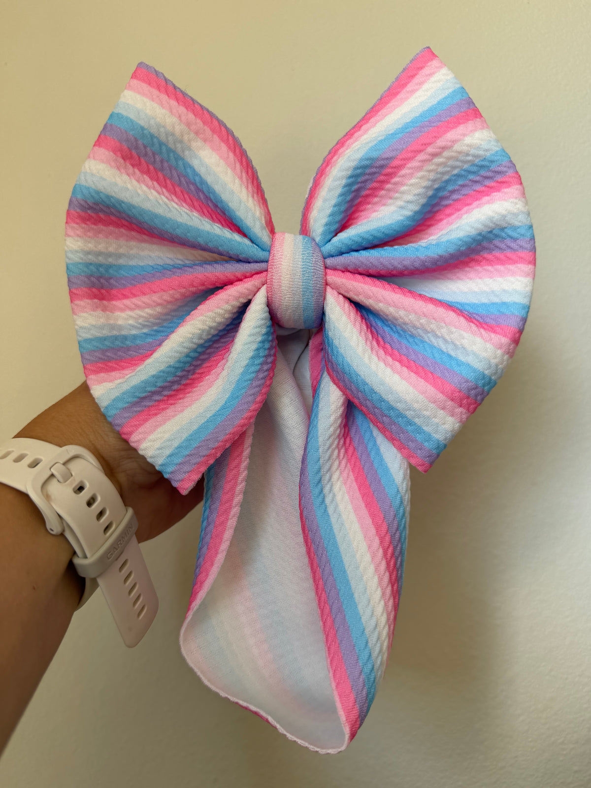 BOW - PINK/BLUE STRIPE