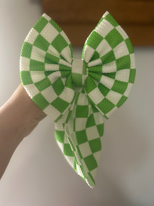 BOW -GREEN/ WHITE CHECKERED
