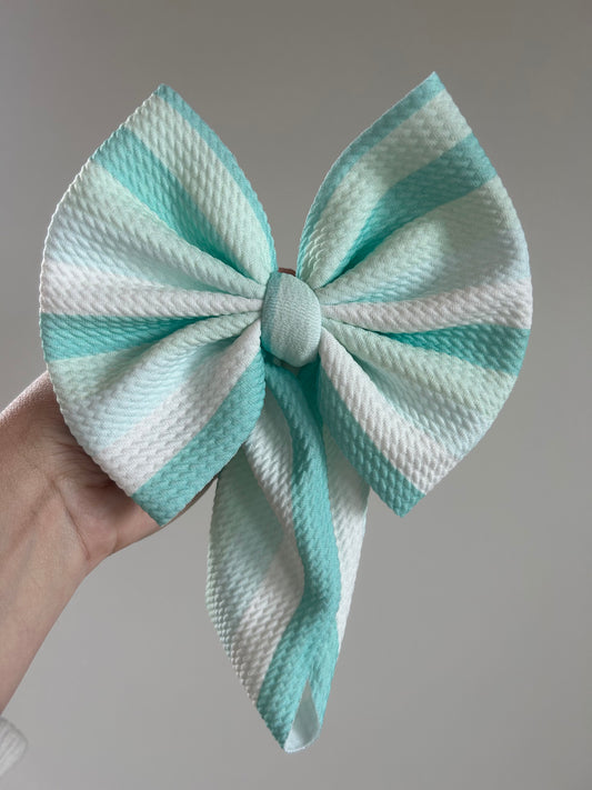 READY TO SHIP - BABY REGULAR BOW WRAP - MINT STRIPE