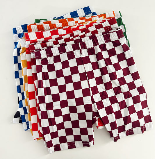 CHECKERED BIKER SHORTS