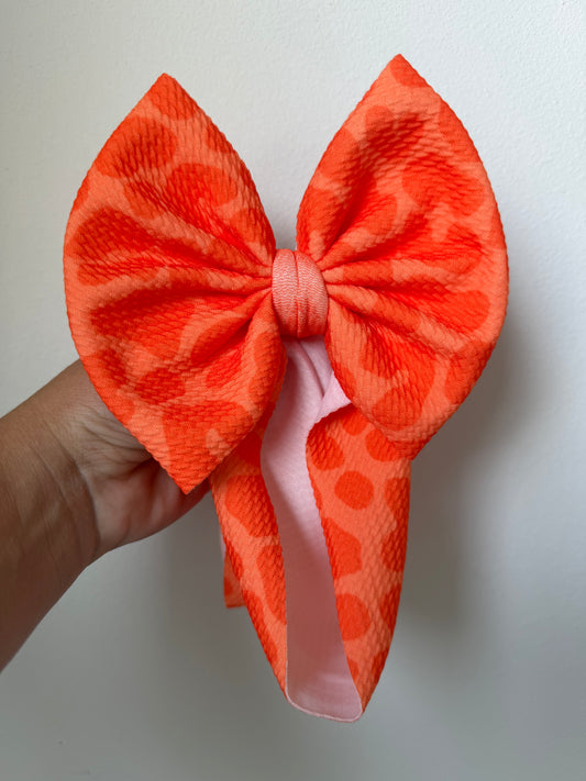 HALLOWEEN BOW - ORANGE/ORANGE CHEETAH