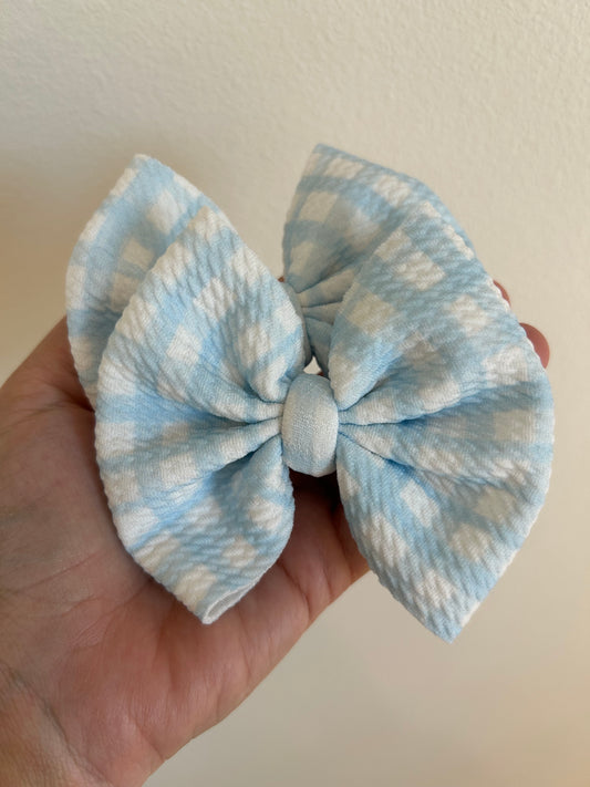 PIGGIE CLIPS - BABY BLUE GINGHAM/PLAID