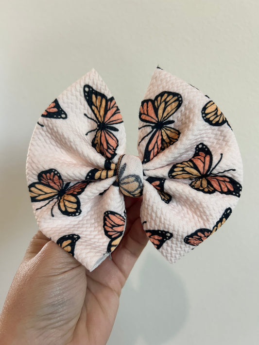 BIG CLIP BOW - ORANGE BUTTERFLIES