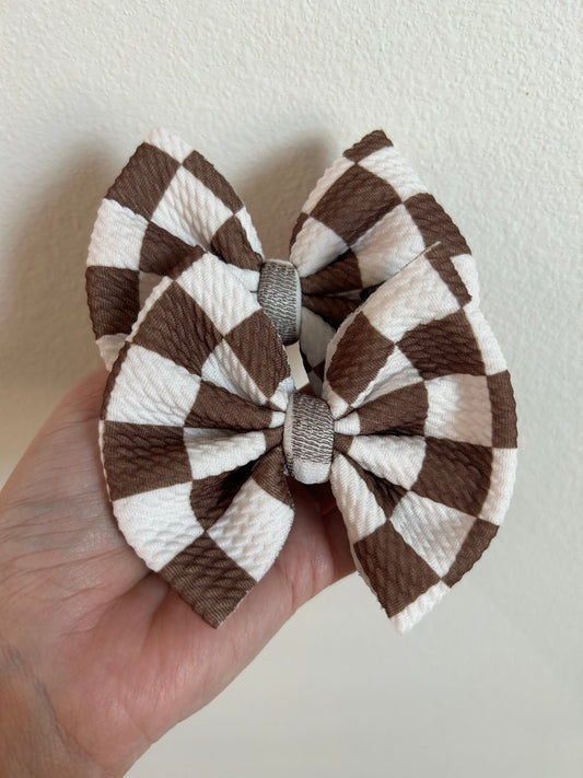 PIGGIE CLIPS - BROWN/WHITE CHECKERED