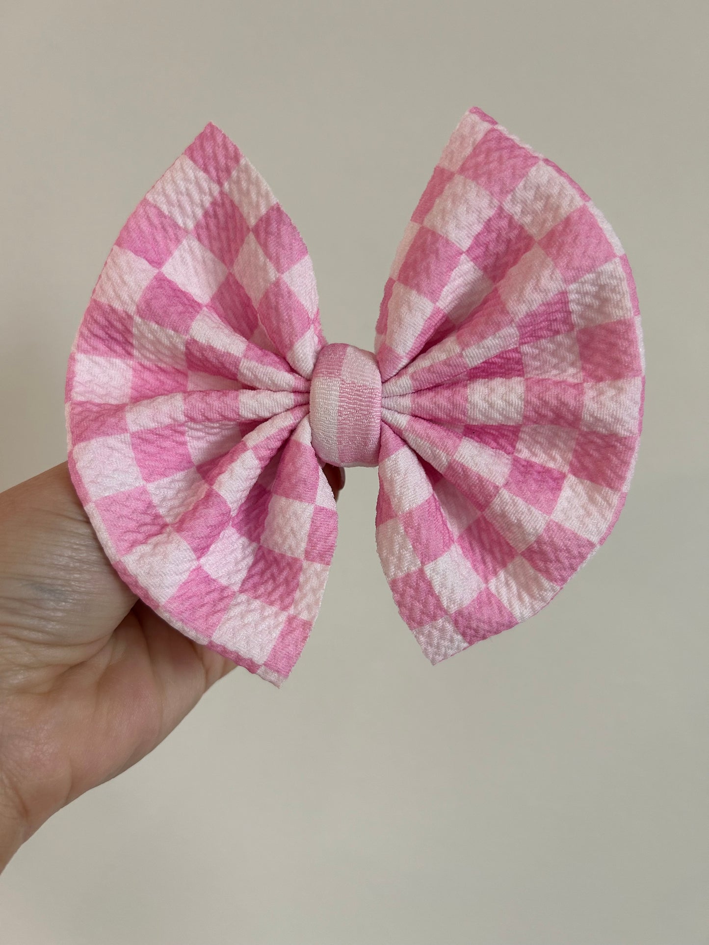 BIG CLIP BOW - PINK/PINK CHECKERED