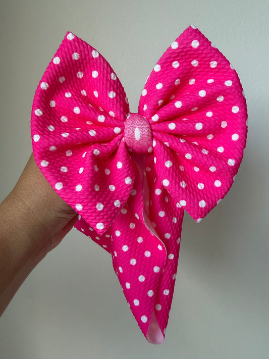 BABY REGULAR BOW- NEW HOT PINK DOT