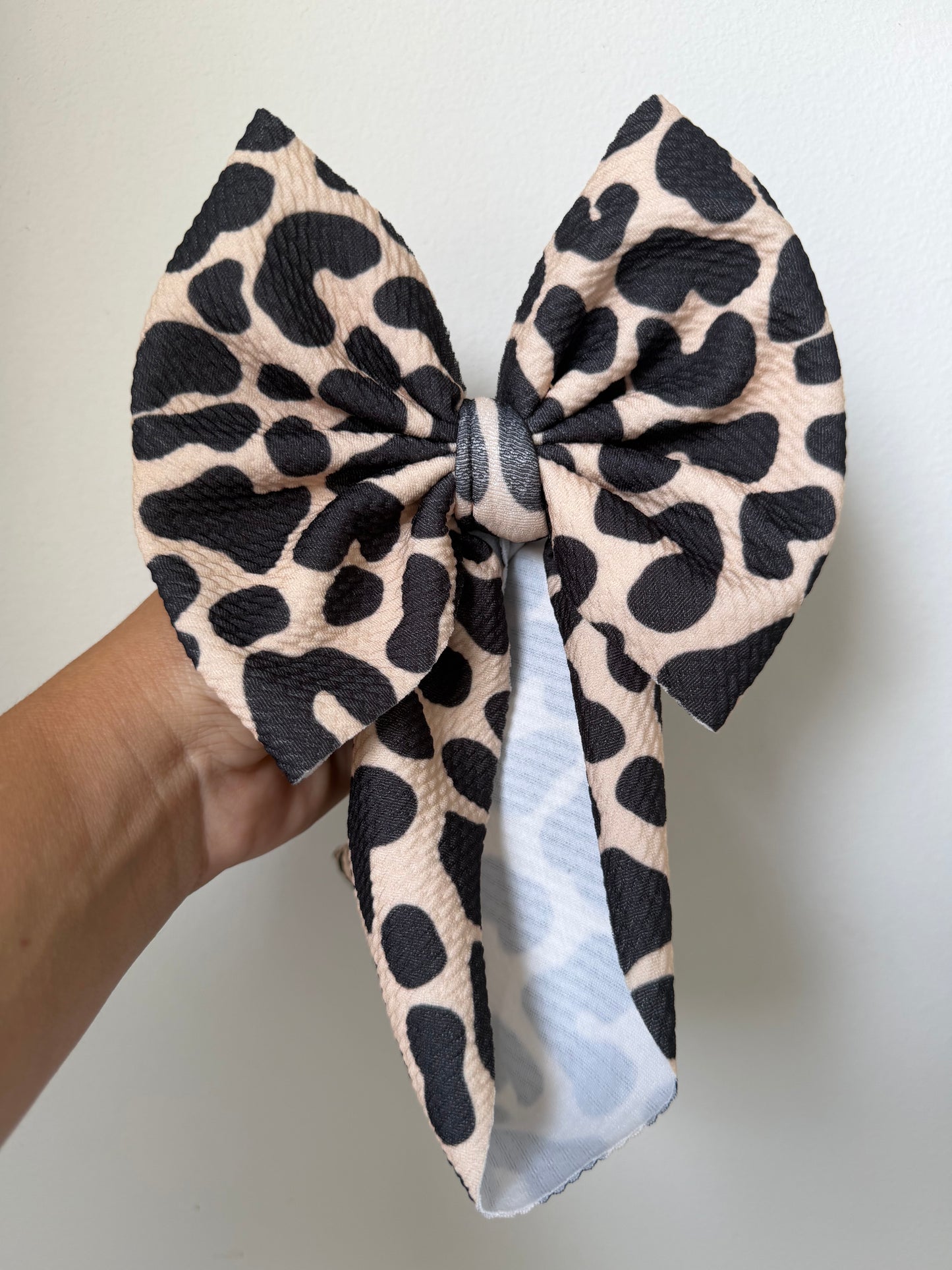 HALLOWEEN BOW - TAN/BLACK CHEETAH