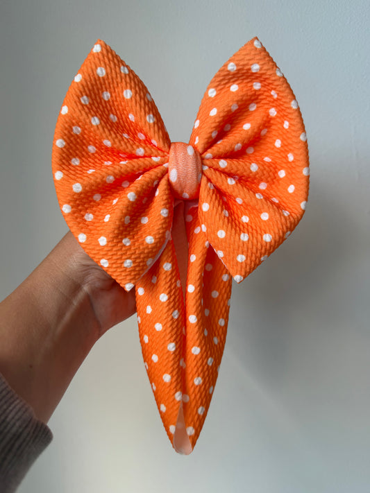 BABY REGULAR BOW- NEW ORANGE DOTS