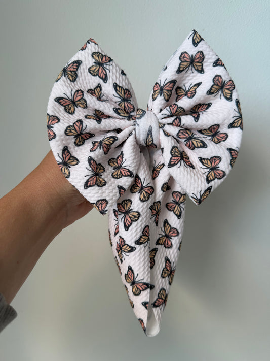 BABY REGULAR BOW- ORANGE BUTTERFLIES