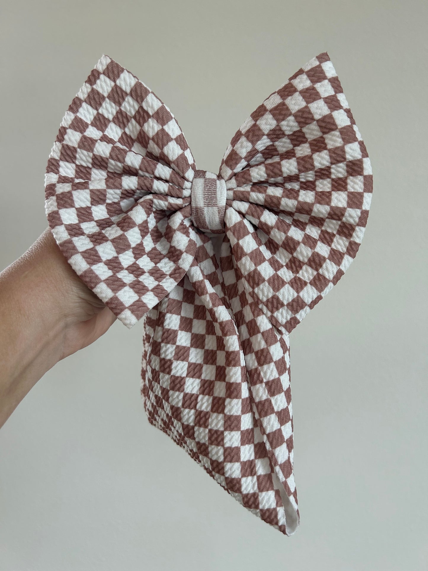 TODDLER REGULAR BOW WRAP - TAN/WHITE CHECKERED